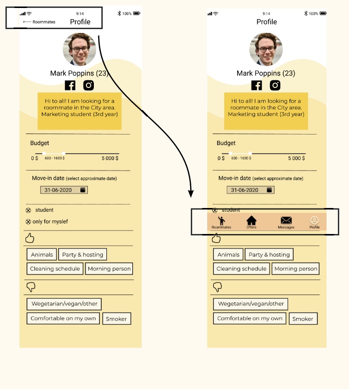 Problem and solution - mockups